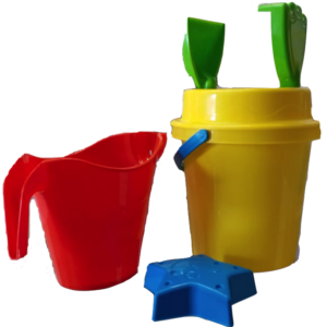 Seau de plage garni 6 accessoires - Jaune - MGM
