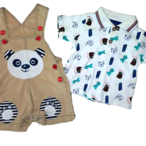 Ensemble Salopette et Polo coton - Beige - BLUE BEAR