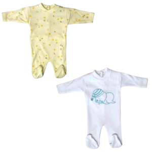 Lot 2 Grenouillères Coton Motifs Divers - 1 mois - MIGNON